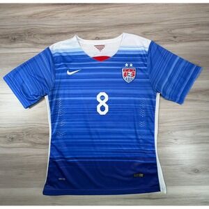 Mens Nike US Soccer Jersey Clint Dempsey 8 Blue White Authentic Dri Fit Size L